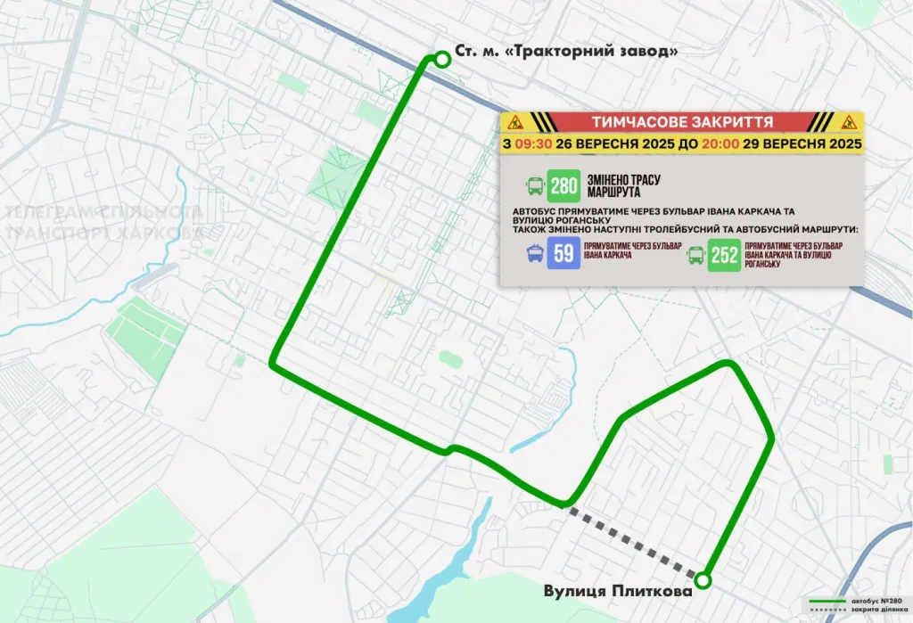 У Харкові обмежать рух по вулиці Луї Пастера: зміни у транспортних маршрутах