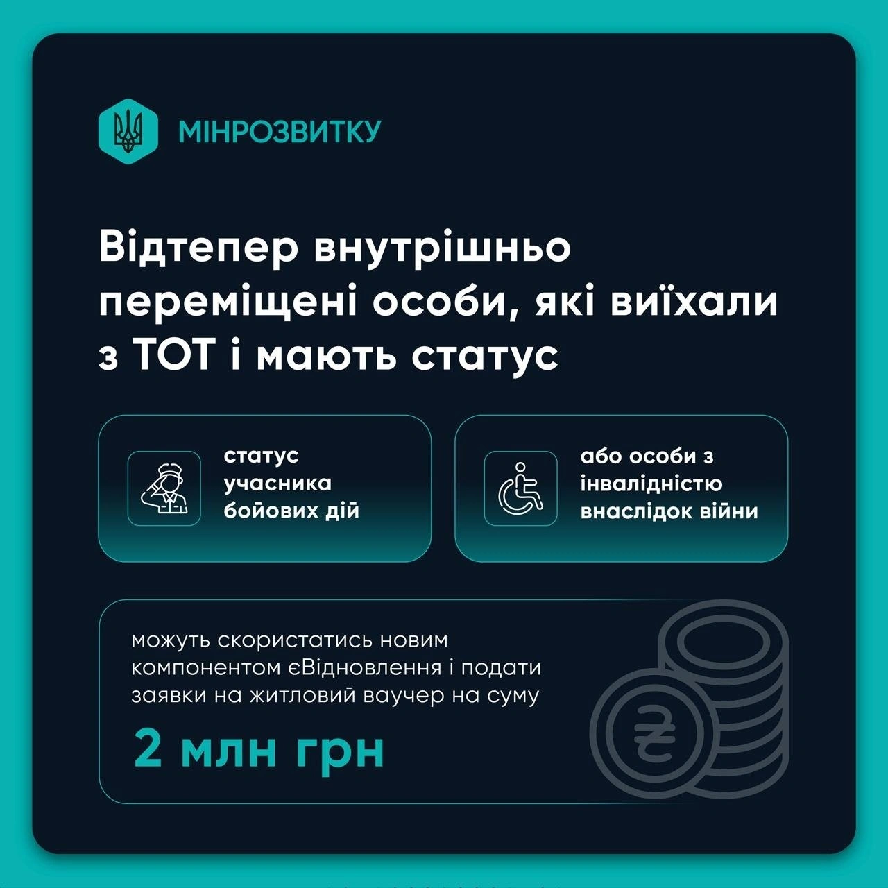 ВПО-ветерани отримають шанс на власне житло: стартувала подача заявок на ваучери у 2 млн грн