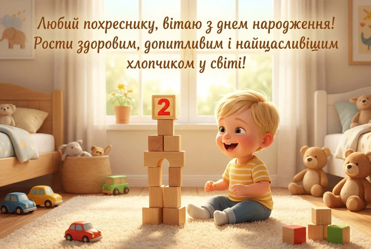 з днем народження похреснику 2 роки
