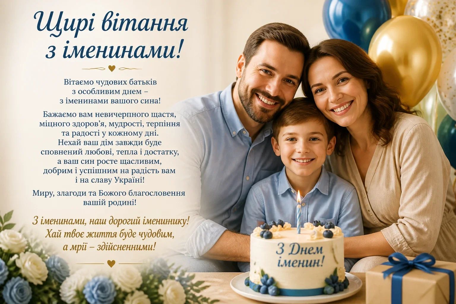 Привітання батькам з іменинником