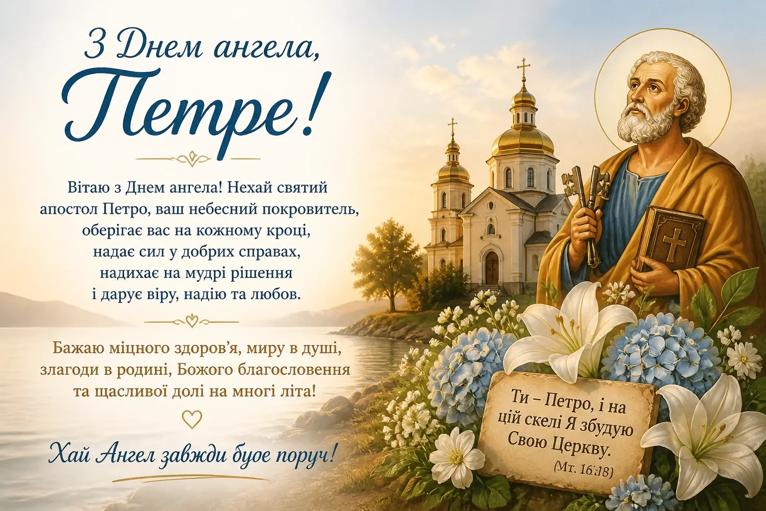 Привітання на іменини Петра
