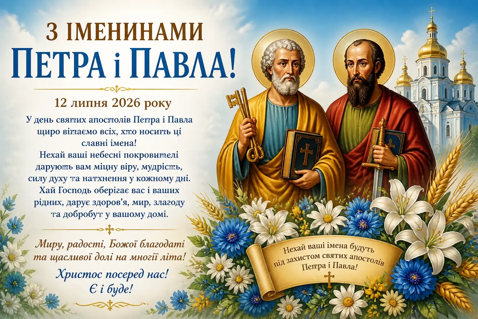 Привітання на іменини Петра і Павла у 2026 році