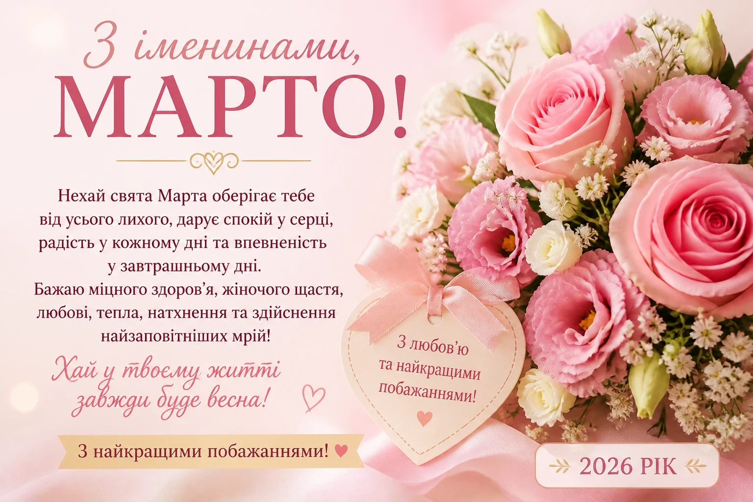 Привітання на іменини Марти 2026 року
